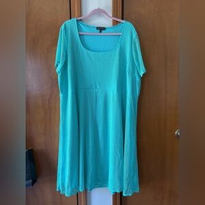 Slinky Brand Turquoise Mesh Short Sleeve Tunic Dress